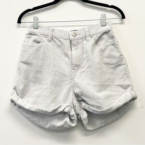 BDG Urban Outfitters Corduroy High-Rise Cuff Shorts Light Grey SZ 26 Y2K Vintage